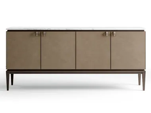 STARLIGHT - Marble and tanned leather sideboard with doors _ CPRN HOMOOD